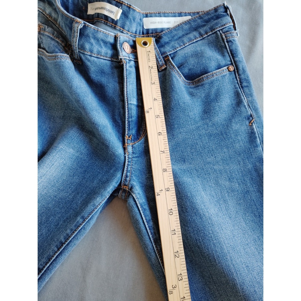 Anthropologie Pilcro and the Letterpress Medium Wash Flare Leg Jeans Fray Hem 25 - Picture 11 of 13